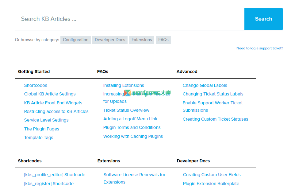 WordPress 客户工单支持/知识库文档系统 KB Support
