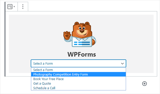 从 WPForms 下拉列表中选择正确的表单