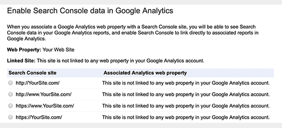 选择 Google Search Console 资源