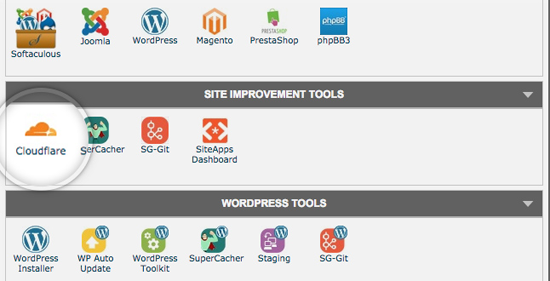 SiteGround cPanel 中的 Cloudflare 选项