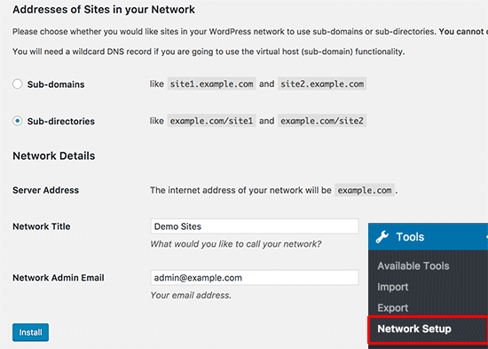 WordPress 多站点网络设置