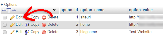 Edit siteurl in phpMyAdmin