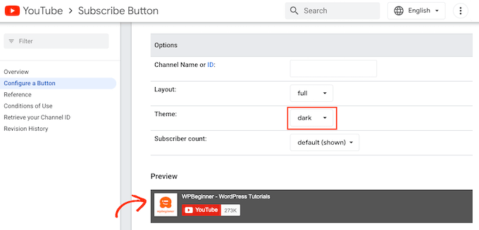 使用“黑暗”主题向 WordPress 添加 YouTube 订阅按钮