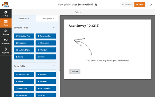 Form editor in WPForms