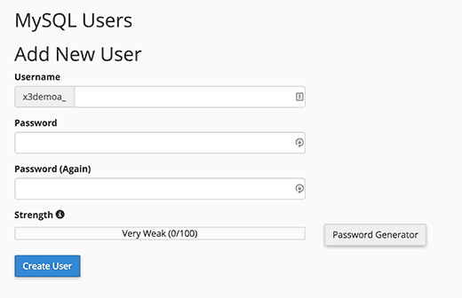 添加新的 MySQL 用户