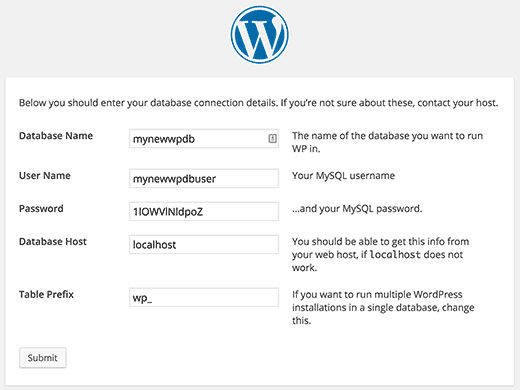 在 WordPress 安装期间创建配置文件步骤