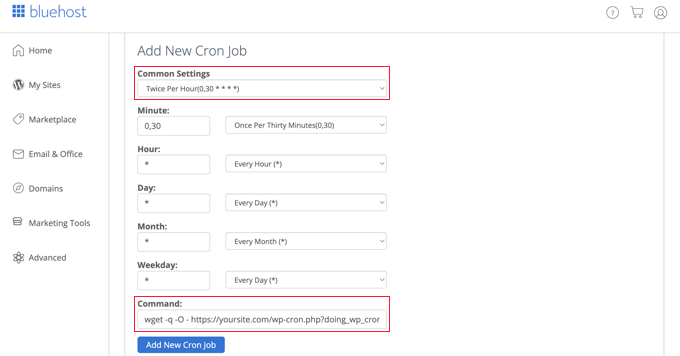 在 cPanel 中创建新的 Cron 作业