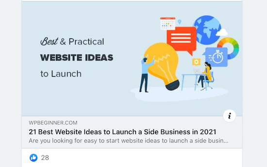 WPBeginner Facebook 分享示例