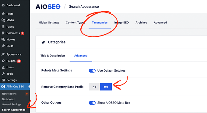 AIOSEO 删除类别基本前缀