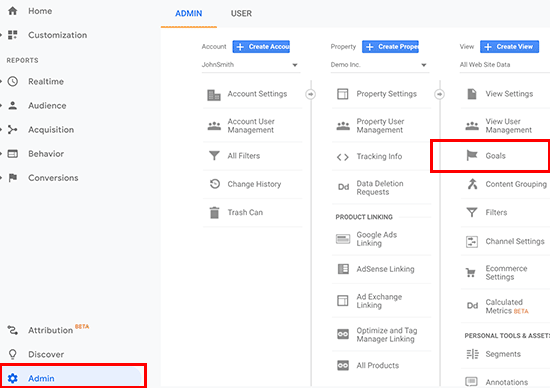 Google Analytics（分析）管理员视图中的目标