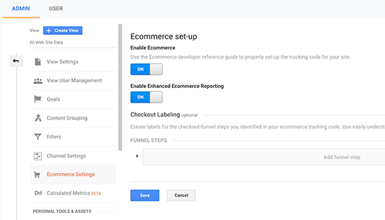 在 Google Analytics 中启用电子商务跟踪