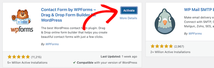 Activate WPForms plugin