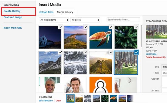 Create gallery in WordPress