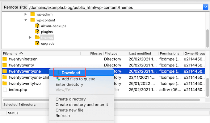 下载您当前的 WordPress 主题