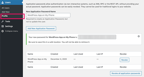 WordPress 5.6 中的应用程序密码