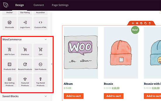 SeedProd 中的 WooCommerce 块