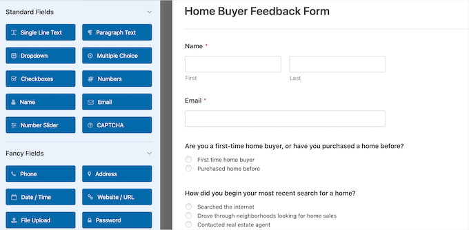 WPForms 购房者反馈表模板