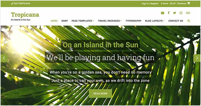 Tropicana WordPress 旅游博客主题