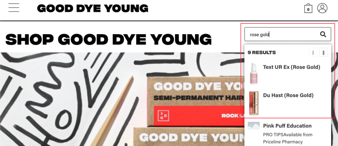 Good Dye Young 产品搜索结果页面