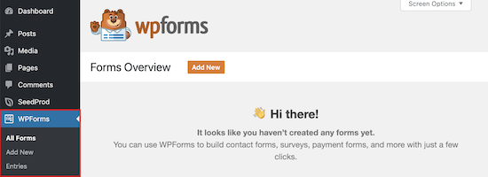 WPForms 插件安装菜单