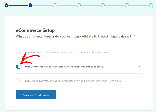 选择 WooCommerce 电子商务设置选项