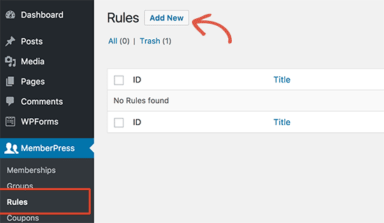 在 MemberPress 中添加新规则