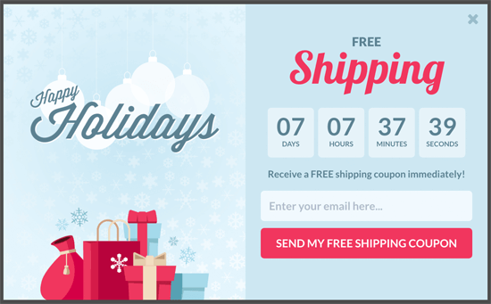 OptinMonster Countdown Timer Popup for Holidays