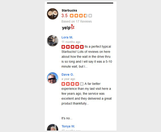 WordPress 侧边栏小部件中的 Yelp 评论