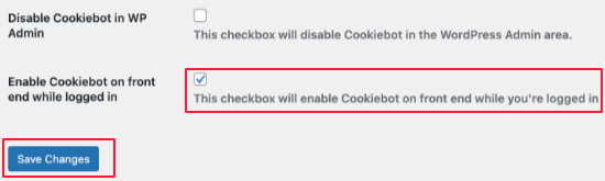 登录时启用 Cookiebot