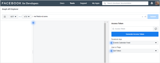 使用 Facebook Graph API 资源管理器生成访问令牌