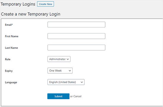 在 WordPress 中添加新的临时帐户