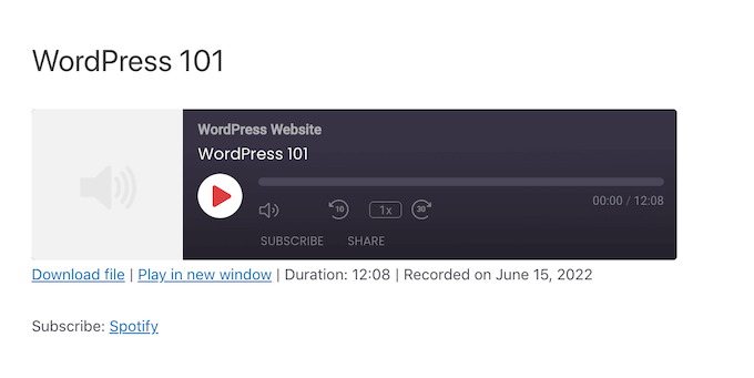 适用于 WordPress 的非常简单的播客音频播放器