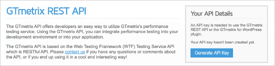 GTmetrix API