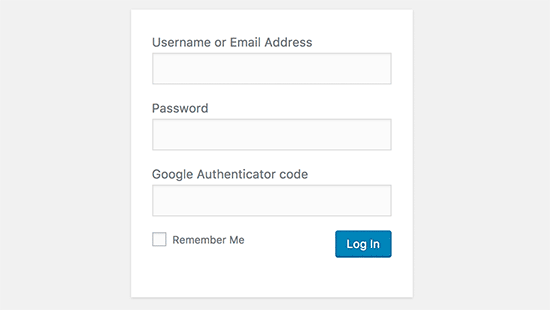 启用了 Google Authenticator 的 WordPress 登录屏幕